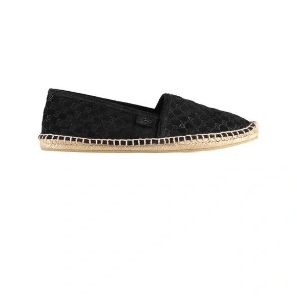 Gucci Black Suede Microguccissima Micro GG Logo Espadrille Flats Sandals US 6 - Picture 2 of 14